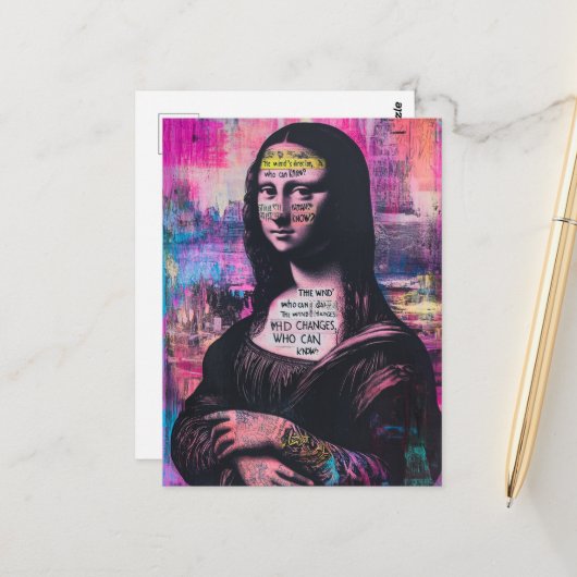 Tattooed Mona Lisa Mixed Media Collage ポストカード (正面/裏面インサイチュ)