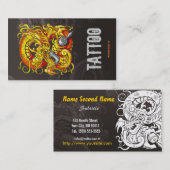 Tattooerのドラゴンの金ゴールド 名刺 (正面/裏面)