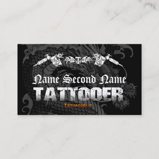Tattooerの日本人のドラゴン 名刺 (正面)