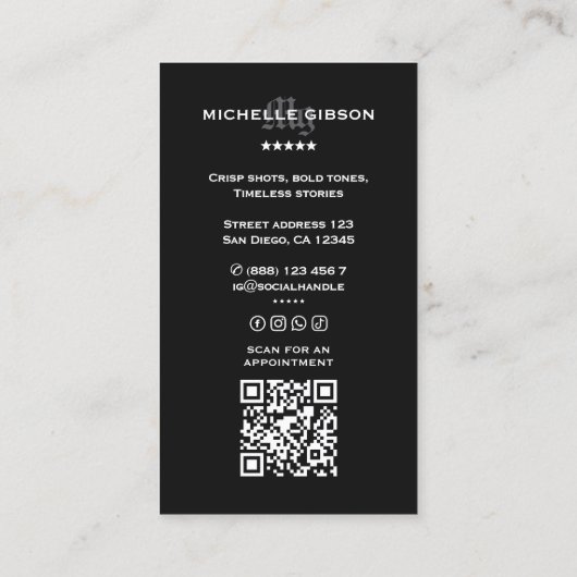 Tattooist Minimal Tattoo Artist Goth Teal  名刺 (裏面)