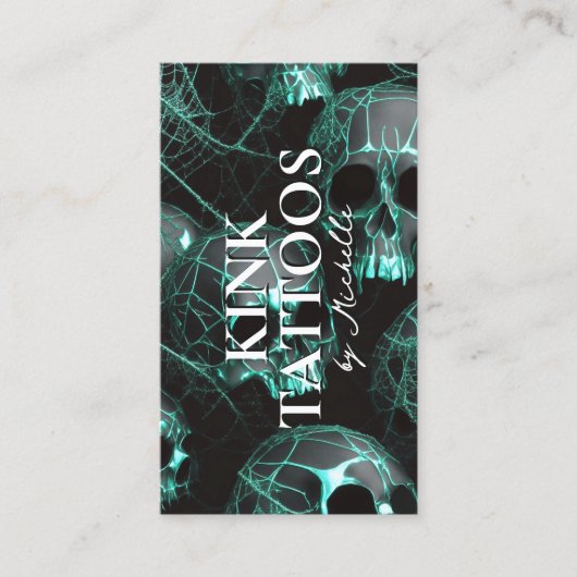 Tattooist Minimal Tattoo Artist Goth Teal  名刺 (正面)