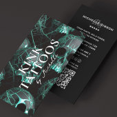 Tattooist Minimal Tattoo Artist Goth Teal  名刺