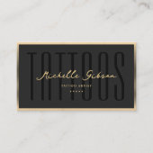 Tattooist Tattoo Artistの金ゴールドフェイクフレームモダン 名刺 (正面)
