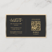 Tattooist Tattoo Artistの金ゴールドフェイクフレームモダン 名刺 (裏面)