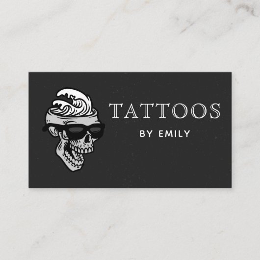 Tattoosあなたの名前によるファンキースカルでサングラスおもしろい 名刺 (正面)