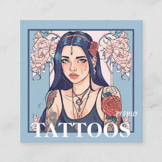 Tattoosアーティストグラフィック名刺 スクエア名刺 (正面)