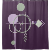 Tattoosラインワーク | ボヘミアンパープルグリーン抽象芸術 シャワーカーテン (正面)