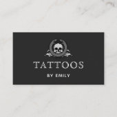 Tattoos By Your Nameシンプル Black & White Gothic 名刺 (正面)
