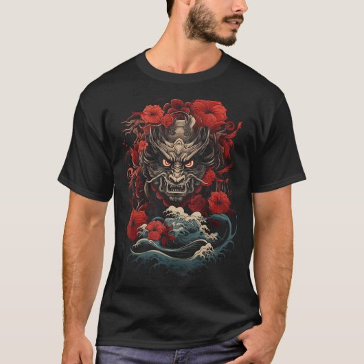 Tattoos Irezumi歌舞伎日本の芸術日本が波打つDr. Tシャツ (正面)