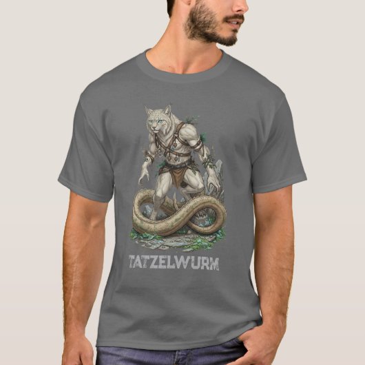 Tatzelwurm Alpine Dragon Art - Mythic Cat Serpent Tシャツ (正面)