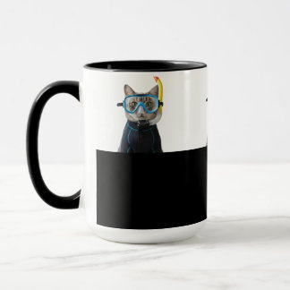 Taucher Katze,Taucheranzug und Schnorchel マグカップ
