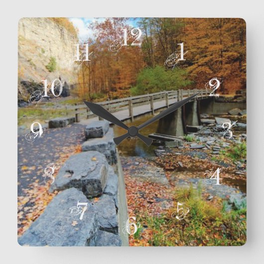 Taughannockは公園州立下ります スクエア壁時計 (正面)