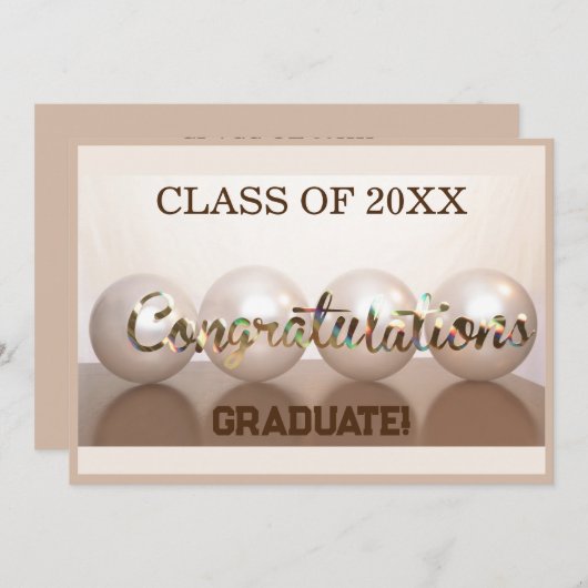 Taupeおめでとうございます大学院卒業バルーン 招待状 (正面/裏面)