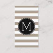 Taupeと白パタストライプのーン黒モノグラム 名刺 (正面)