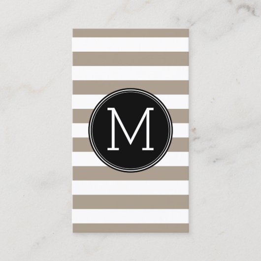 Taupeと白パタストライプのーン黒モノグラム 名刺 (正面)