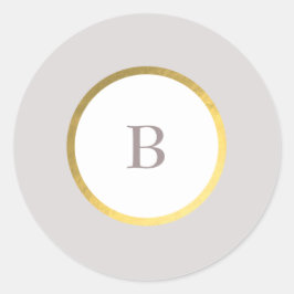 Taupeと金箔サークルモノグラム結婚ズ ラウンドシール