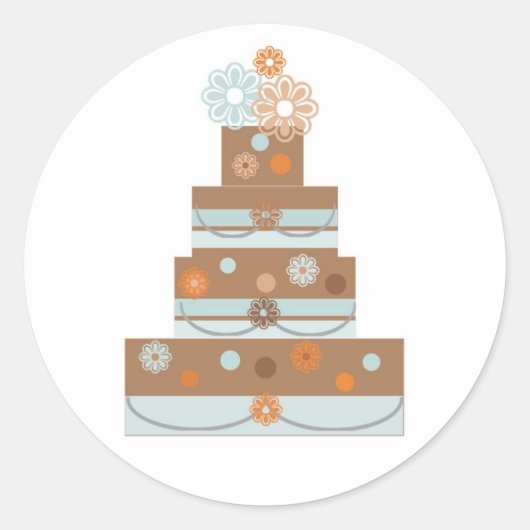 TaupeとBlueの結婚ケーキ装飾 ラウンドシール (正面)