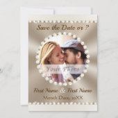 TaupeとChampagne結婚のPHOTO Save the Dates, 招待状 (正面)