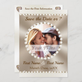 TaupeとChampagne結婚のPHOTO Save the Dates, 招待状