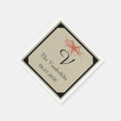 TaupeとTangerine Seaide結婚の スタンダードカクテルナプキン (角)