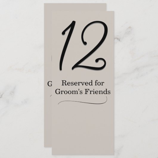 Taupeウェディングレセプションテーブル番号 招待状 (正面/裏面)