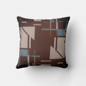 Taupeティール(緑がかった色)ブルーオンブラウンジオメトリックMCMルックデザイン クッション (裏面)