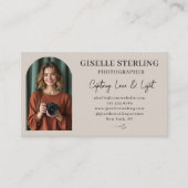 Taupeニュートラルエレガントフォトスクリプトプロフェッショナル 名刺 (正面)