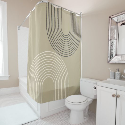 Taupeニュートラルミニマル主義者 シャワーカーテン (インサイチュ)