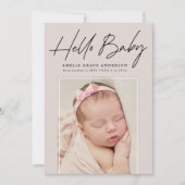 Taupeハローベビー2フォト誕生 案内状 (正面)