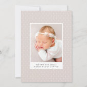 Taupeハローベビー2フォト誕生 案内状 (裏面)