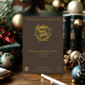 Taupeバックに赤いストッキングを持つクリスマスパーティー 招待状