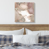 Taupeパレットインクと金ゴールド抽象芸術 キャンバスプリント (インサイチュ (寝室))