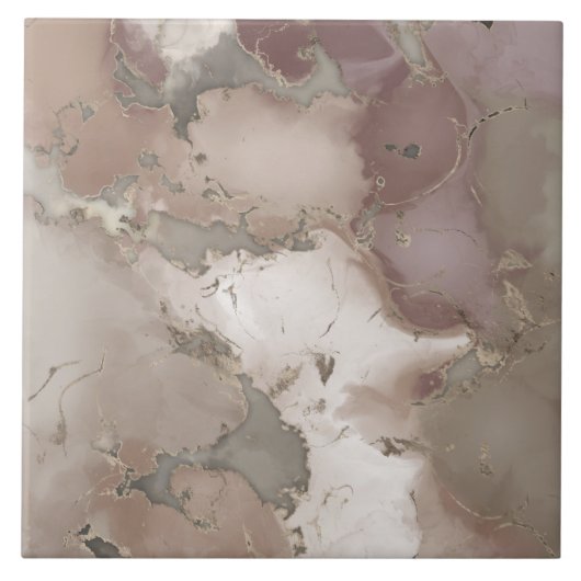 Taupeパレットインクと金ゴールド抽象芸術 タイル (正面)