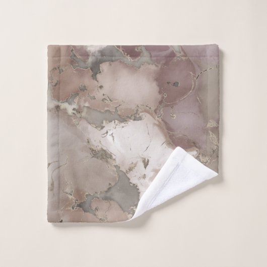 Taupeパレットインクと金ゴールド抽象芸術 バスタオルセット (ウォッシュタオル)