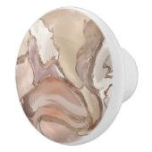 Taupeパレット液体大理石および金ゴールド抽象芸術 セラミックノブ (右)