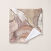 Taupeパレット液体大理石および金ゴールド抽象芸術 バスタオルセット (ウォッシュタオル)