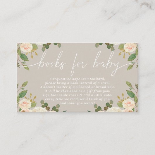 Taupeピーチフローラ赤ちゃんシャワー予約リクエスト エンクロージャーカード (正面)