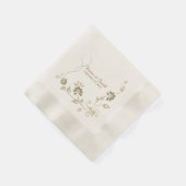 Taupeフローラカスタムウェディングナプキン 縁ありカクテルナプキン (角)