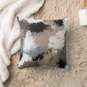 Taupeブラックグレーホワイト抽象芸術ブラシストローク クッション (ブランケット)