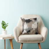 Taupeブラックグレーホワイト抽象芸術ブラシストローク クッション (椅子)