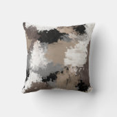 Taupeブラックグレーホワイト抽象芸術ブラシストローク クッション (裏面)