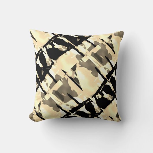 Taupeブラックベージュ傾斜抽象芸術大瓦 クッション (正面)