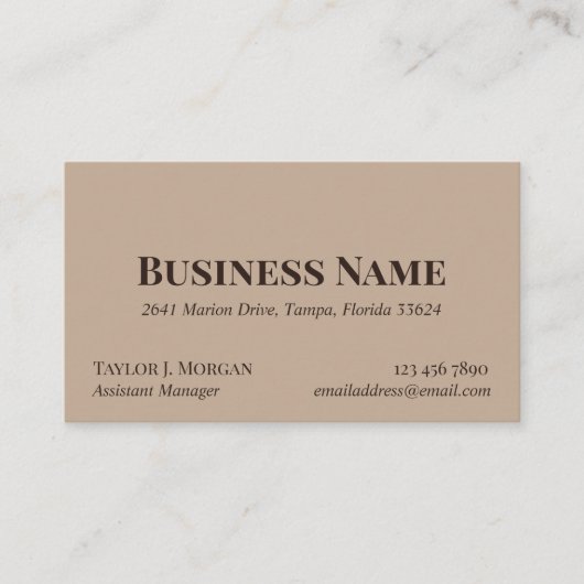 Taupeミニマリストの大はっきりした企業名 名刺 (正面)