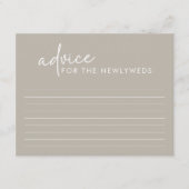 Taupeミニマリストスクリプトブライダルシャワーアドバイスカード エンクロージャーカード (正面)