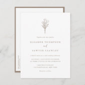 TaupeミニマルフローラブーケQRコー結婚ド インビテーションポストカード (正面/裏面)