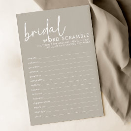 Taupeミニマルブライダルシャワー単語スクランブルゲーム