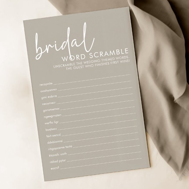Taupeミニマルブライダルシャワー単語スクランブルゲーム (クリエイターアップロード済み)