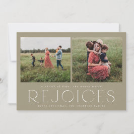 Taupeモダンのホリミニマルデーフォトカード 招待状