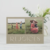 Taupeモダンのホリミニマルデーフォトカード 招待状 (スタンド正面)