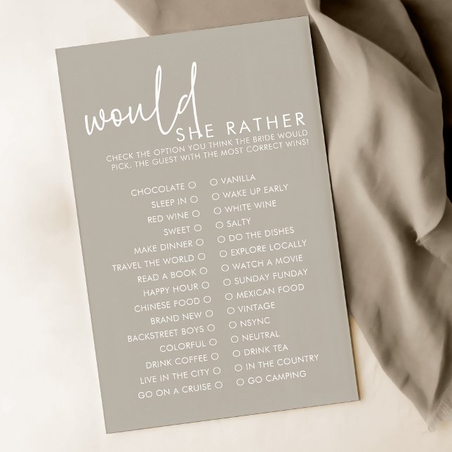 Taupeモダンは、彼女はむしろブライダルシャワーゲーム (クリエイターアップロード済み)